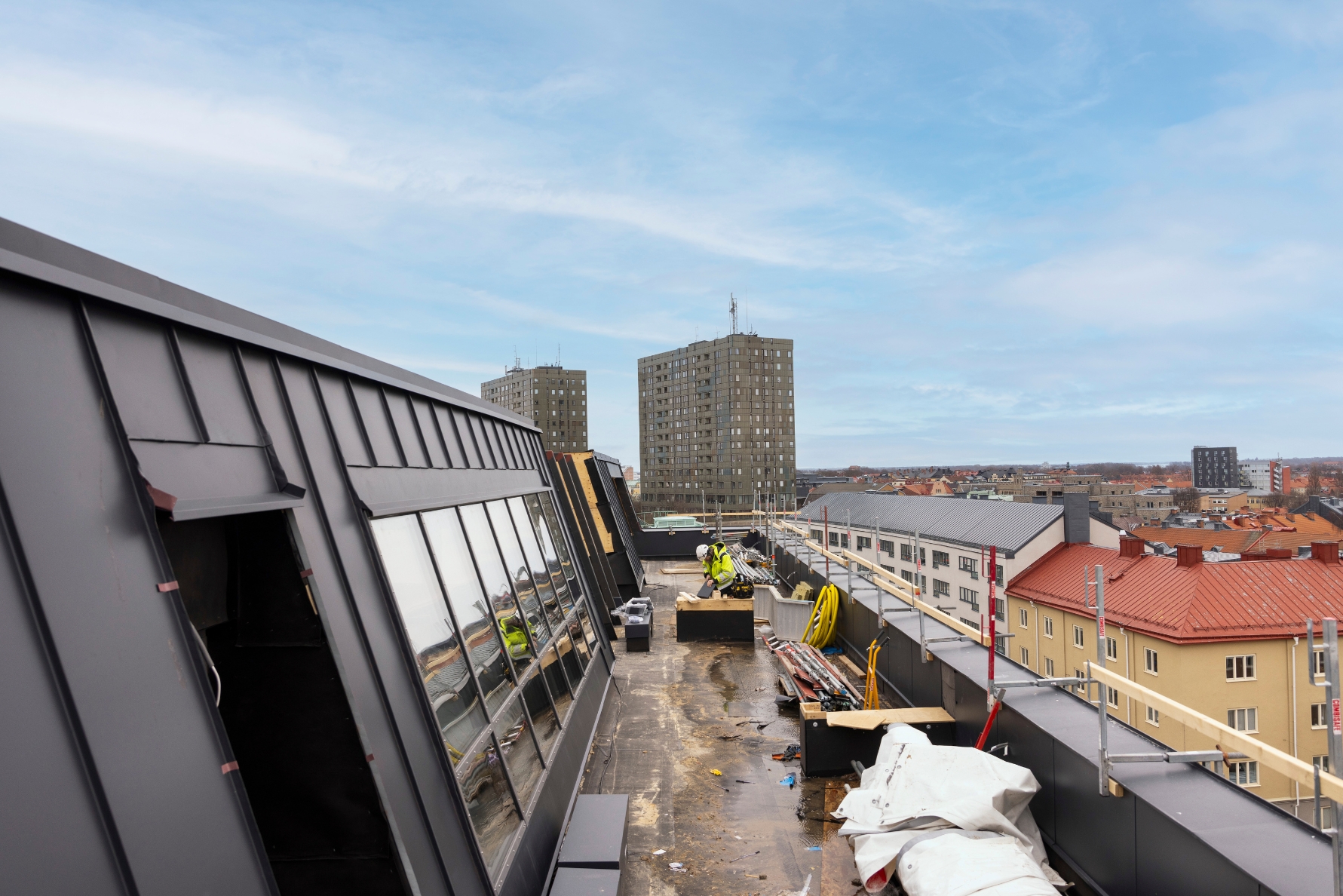 Byggarbetsplats fönster takbar